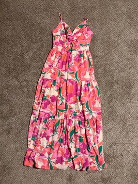 entro Pink & Coral Floral Strapless Maxi Dress